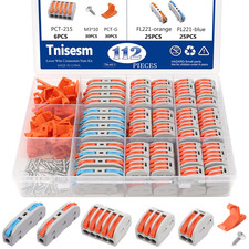 112Pcs Lever Wire Connectors Nuts Splicing Kit 28-12 AWG with Bases Screws, 1 in