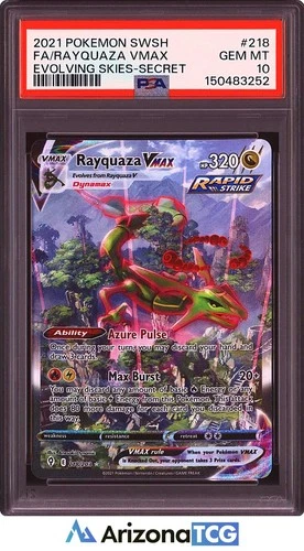 Pokemon 2021 Rayquaza VMAX 218/203 Alt Art Evolving Skies GEM MINT PSA 10