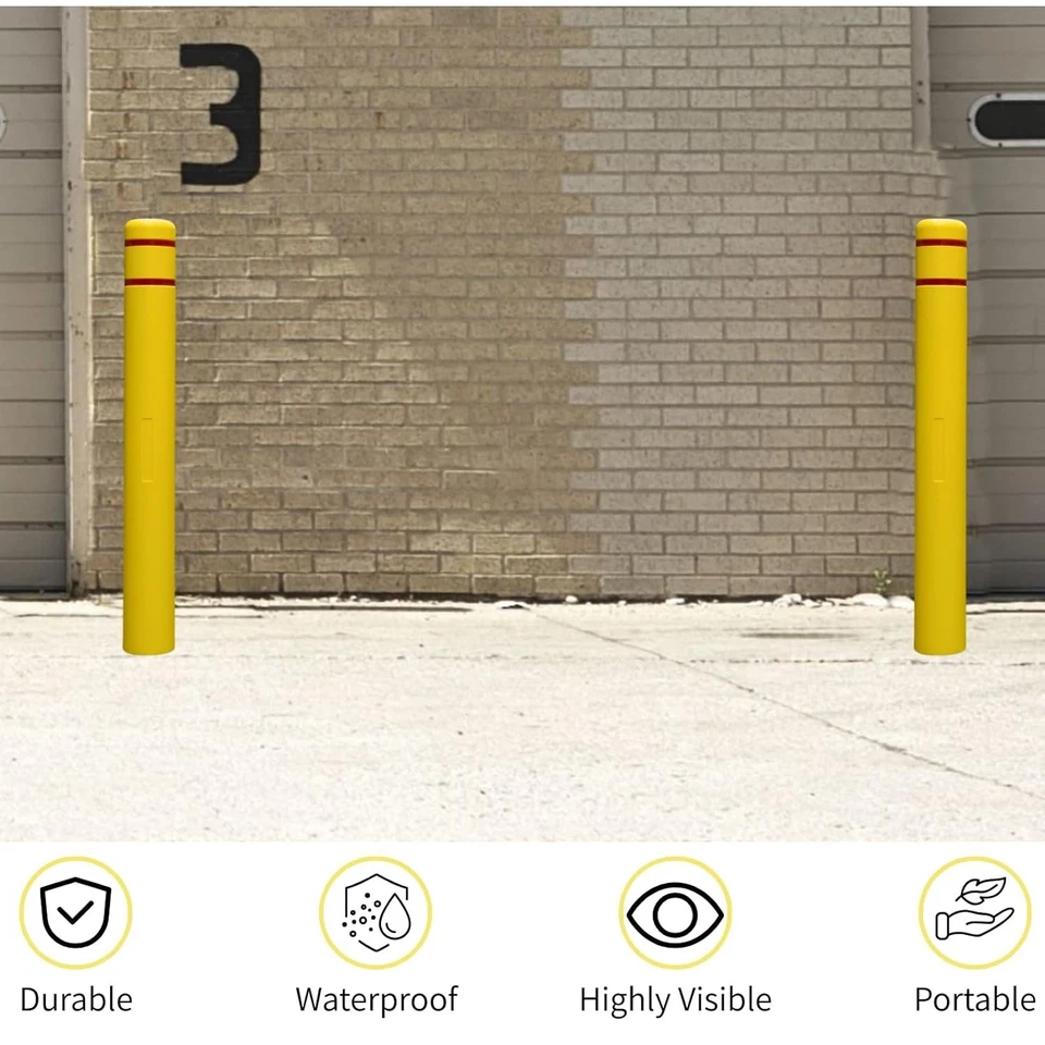 Yellow Heavy Duty Bollard Cover 4-7" DIA 46/52" Weather Resistant Anti-Collision - Image 2 of 4