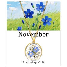GolbalJew Birth Flower Necklace Handmade Month Floral Pendant Necklaces for W...