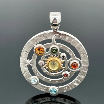CLIP-ANHÄNGER AUS 925/- SILBER RHOD. /VERG. MIT MULTI EDELSTEINEN SCHMUCKJAGD - Bild 1 von 4