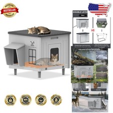 Cozy Heated Cat Dwelling - Waterproof Awning, Escape Door, Winter Ready