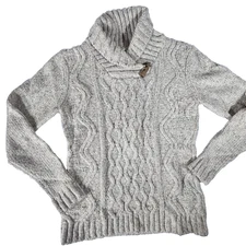 Orvis Fisherman Cable Knit Sweater Women's Small Shawl Collar Pullover