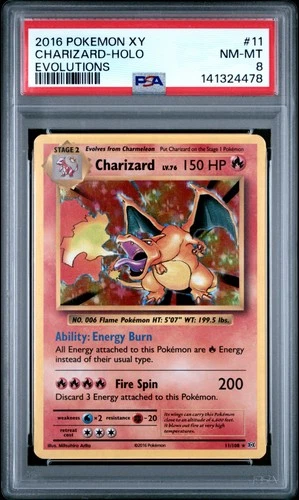 2016 POKEMON XY EVOLUTIONS #11 CHARIZARD-HOLO PSA 8