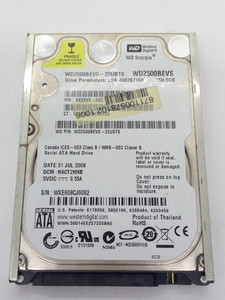 WESTERN DIGITAL *WD2500BEVS-22UST0* 250GB* SATA HDD Notebook 2,5 Zoll #NFP1782