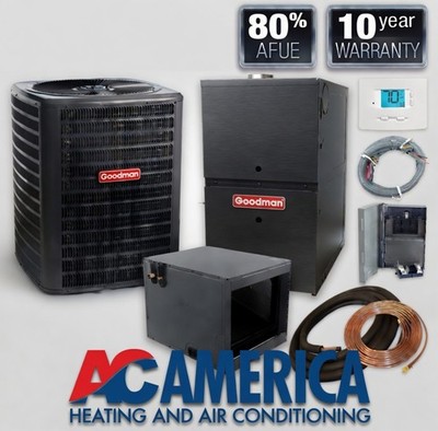 Goodman 2.5 Ton 15.2 SEER2 AC & 80% 80K BTU Horizontal Gas Furnace Split System