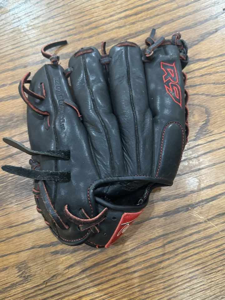Rawlings R9YPT4-4B 11.5 英寸棒球手套黑色红色 YPT 图案 R9 内场 RHT — 第 2/4 张图片