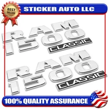 2PCS Set Front Door Emblems Letters Badge Fits for RAM 1500 Classic Chrome Black