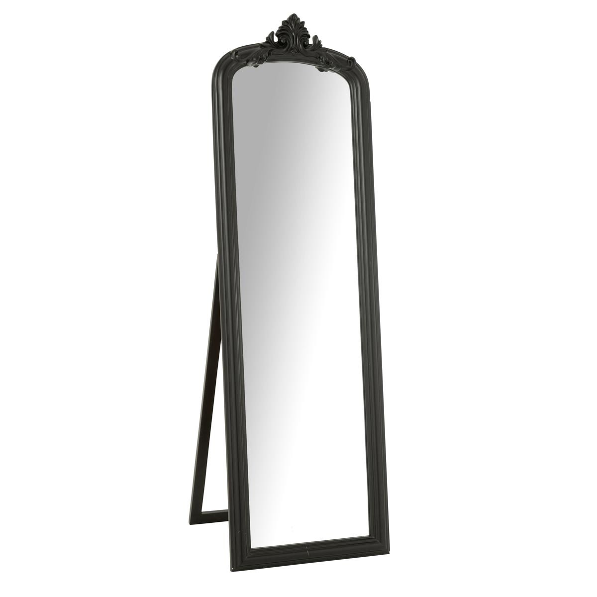 Miroir sur pied Emi noir de 180cm grand miroir de sol pour chambre