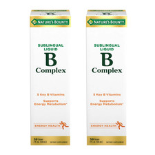 2 Pack Nature's Bounty B Complex Sublingual Liquid 59 Doses Ea Exp 04/26