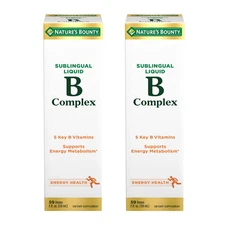 2 Pack Nature's Bounty B Complex Sublingual Liquid 59 Doses Ea Exp 04/26