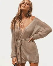 Lioness Chainmail Wrap MINI DRESS GOLD Sz Large New With Tags