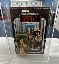 Vintage Star Wars Logray Ewok 65 Back MOC With Protective Case 1983 ROTJ