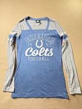 Indianapolis Colts NFL TEAM APPAREL V-Neck T-Shirt Top Gray Blue Size Small