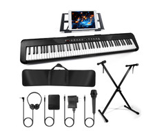 88 Key Piano Keyboard, Electric Digital with Semi Weighted Keys - Black
