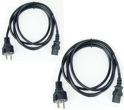 2x 2 m Netzkabel Kaltgerätekabel schwarz Schuko Kaltgeräte Netz Strom Kabel C13