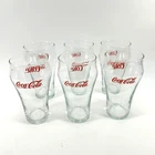 Vintage Coca-Cola Coke Clear Bell Shape Glass Red Logo 20 oz Tumblers Set of 6