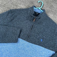 IZOD Pullover Sweatshirt Mens XL Extra Large Blue Long Sleeve 1/4 Zip Mock Golf