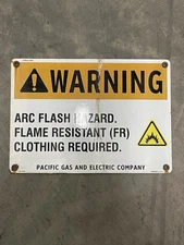 Warning Porcelain Enameled Signs -PG&E California