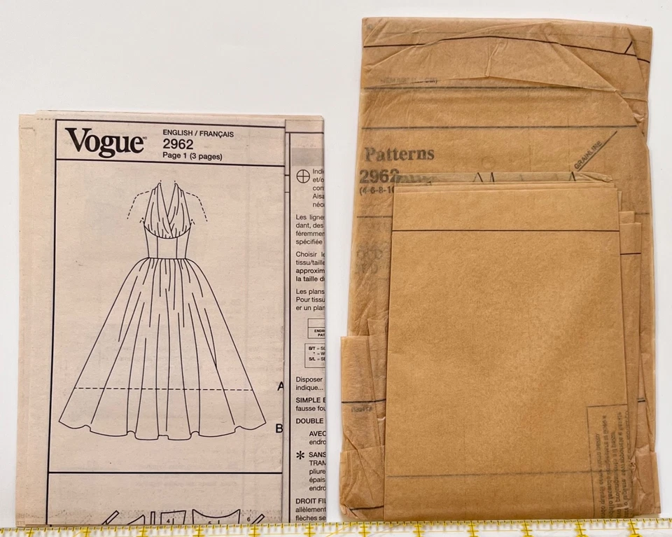 Vestido halter de noche diseño original 1957 Vogue V2962 tallas 4-6-8-10 UC FF Foto 3 de 3