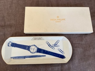 PATEK PHILIPPE Porcelain Tray Dish Watch Motif Blue White Limoges Style