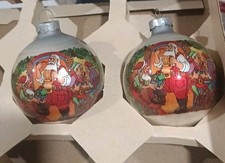 Vintage Santa's Workshop Essex Franke Company 2 Glass Ornaments Made in USA