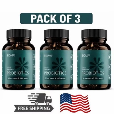 3 Pack BIOMA- Probiotics Digestive Health Gut Support for Men & Women 180 Caps