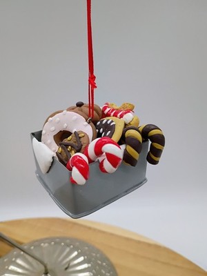 Mini Metal Tin Full of Polymer Clay Donuts , Cookies & Holiday Treats Ornament