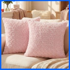 Pack of 2 Pink Rose Textured Throw Pillow Covers 26x26 Inch - Luxury Comfort