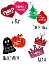 Pet ID Tag Set-Valentine's Day,Cristmas,Halloween & Glam Designs-Custom Engraved