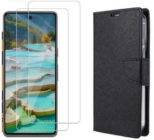Coque pour Google Pixel 9A Noir + x2 Verres trempé - Etui Housse Portefeuille