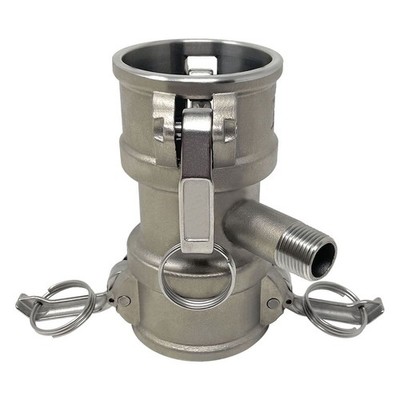 Camlock Fitting, Type DD with 1/2'' Pipe Tap, Stainless Steel, 2'' Female Camlo...
