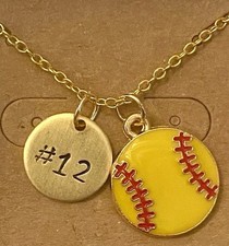 Personalized Softball Necklace Choose a Letter or Number Charm 18  Chain