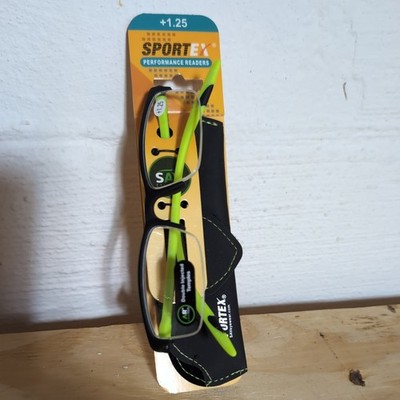 Sportex Performance Readers +1.25 Reading Glasses new bright yellow green 