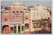 Vintage Upjohn Pharmacy Main & Center Streets Disneyland Postcard