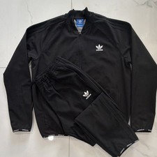 adidas Originals Men's Black Tracksuit Set XL Jacket  Pants Trefoil Logo