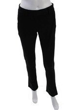 Theory Women's Button Closure Flat Front Straight Leg Pants Black Size 0