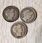1910 P 1914-D-1916-S  Lot of 3 Barber Dimes All 3 Grading G. or Better