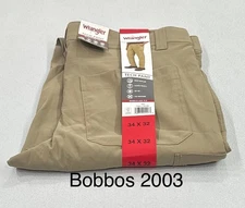 Wrangler Men's Regular Fit Tech Pants, Tan, Size 34x32