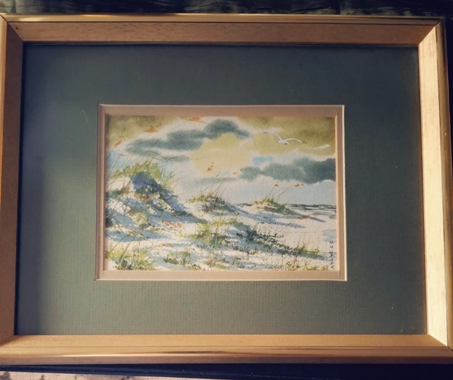 Vintage W.M. Weber Watercolor Paintings Seagull Beach Framed (pair) 13" x 10.25" - Image 2 of 4