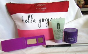 CLINIQUE X Kate Spade Hello Gorgeous Cosmetic Bag & Cosmetics 5pc *NEW