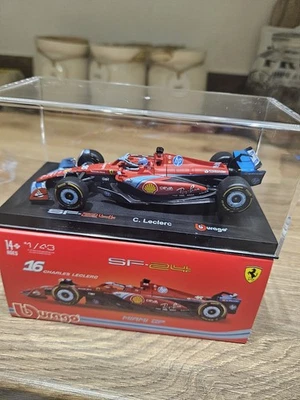 1:43 Burago Ferrari SF-24 #16 Charles Leclerc Miami GP 2024 F1 Diecast Model Car