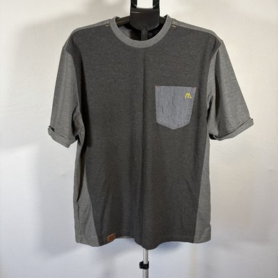 Men s Large McDonald s Fast Food Restaurant Gray Crew Shirt Patch Logo Shirt