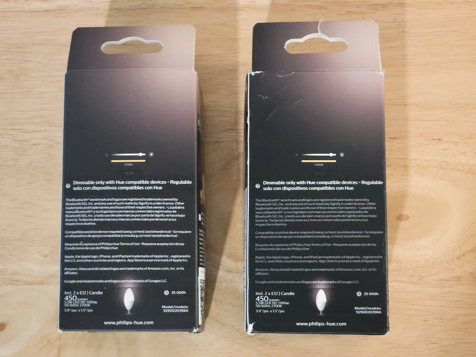 Philips Hue Smart 40W B39 E12 450LM Candle-Shaped LED Bulb - Warm White (4 Pack) - Image 3 of 4