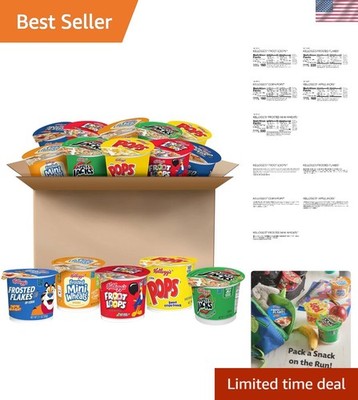 Breakfast Cereal Cups, Kids Snacks, Family Breakfast, Variety Pack 24 Cups