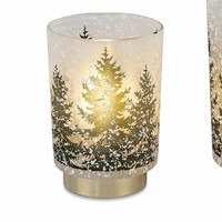 Led Deko Licht Winterwald Auf Fuß H. 15Cm GrüN Gold Aus Glas Formano Wa