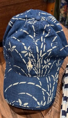 NWT Polo Ralph Lauren Blue INDIGO FLORAL 100% Linen Baseball 