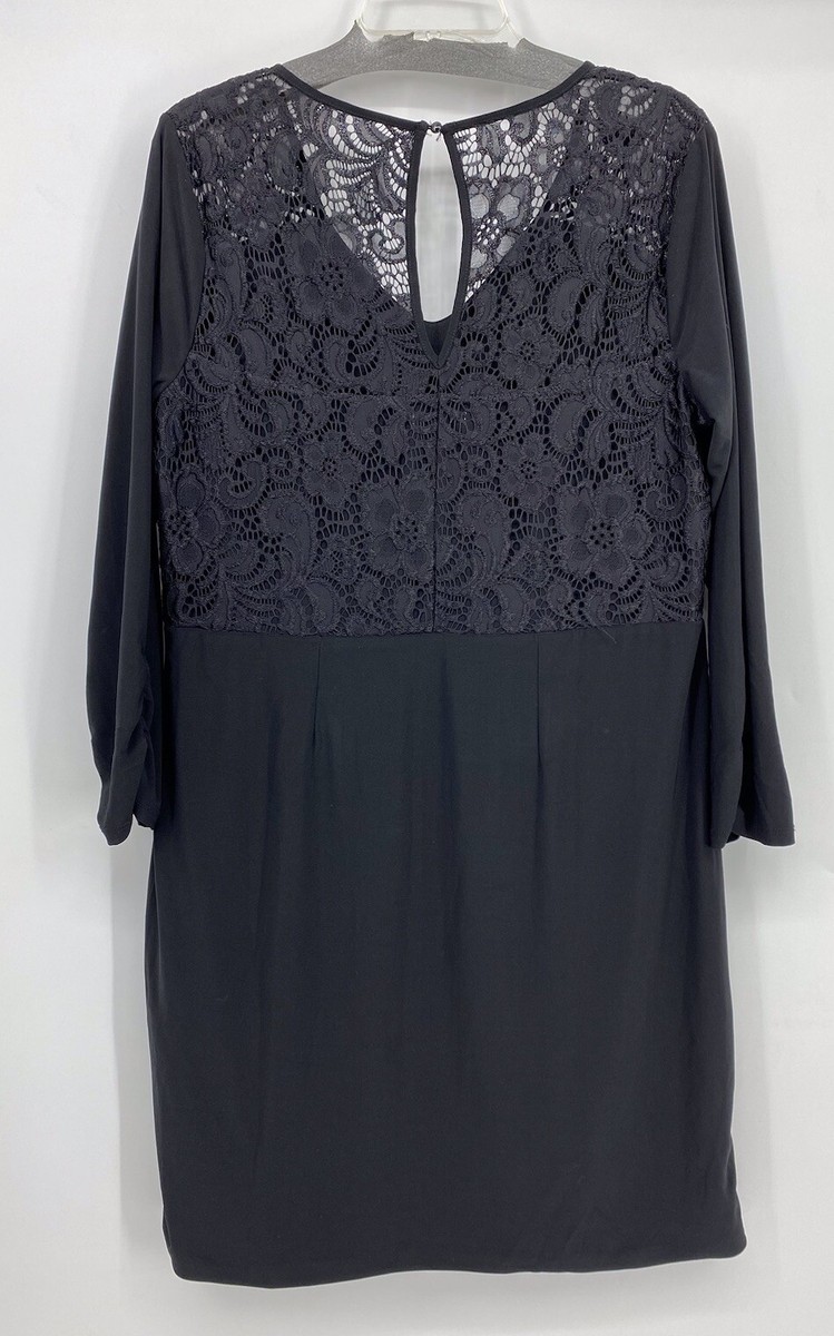 Beautiful Maurices Black Dress Lace Back Date Night XL Long Sleeve Button  NWT