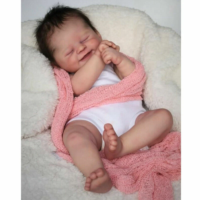 19in Reborn Baby Dolls Handmade 3D Skin Finished Doll Newborn Sleeping Girl  Toy