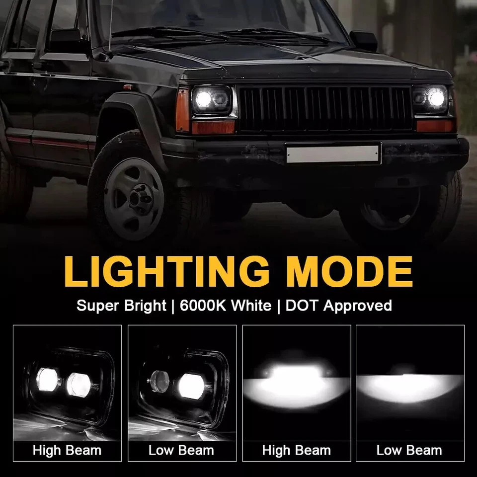 Pair 5x7 7x6'' LED Headlights Hi-Lo For Dodge W150/250/350 D150 1981-1993 Ram 50 - Image 2 of 4